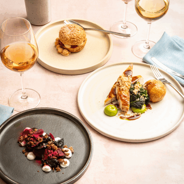 Beetroot, Chicken, Raspberry with Wine Pairing